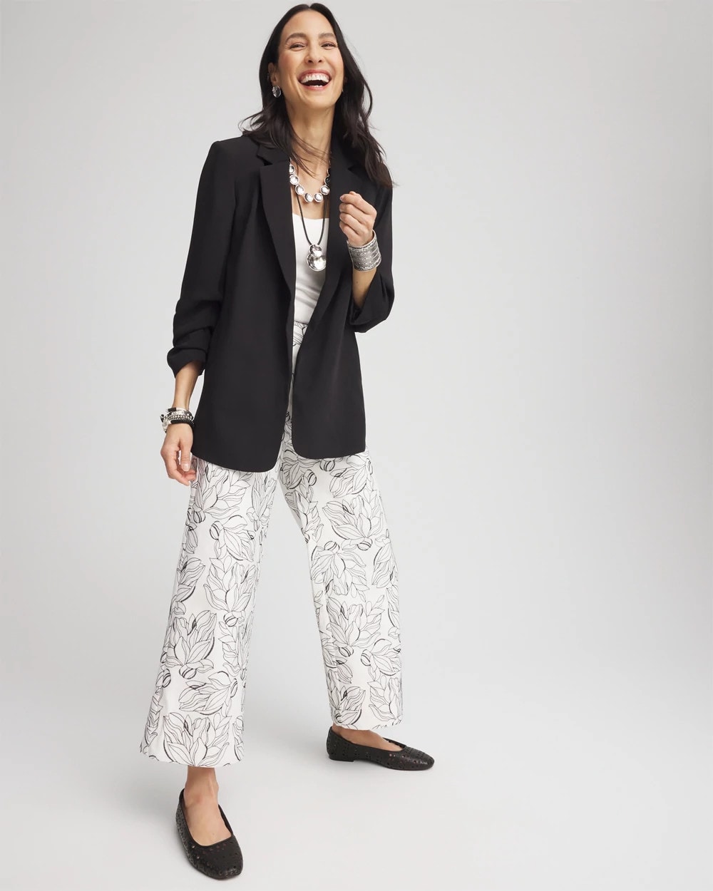 Brigitte™ Floral Embroidered Wide-Leg Cropped Pants | Chico's